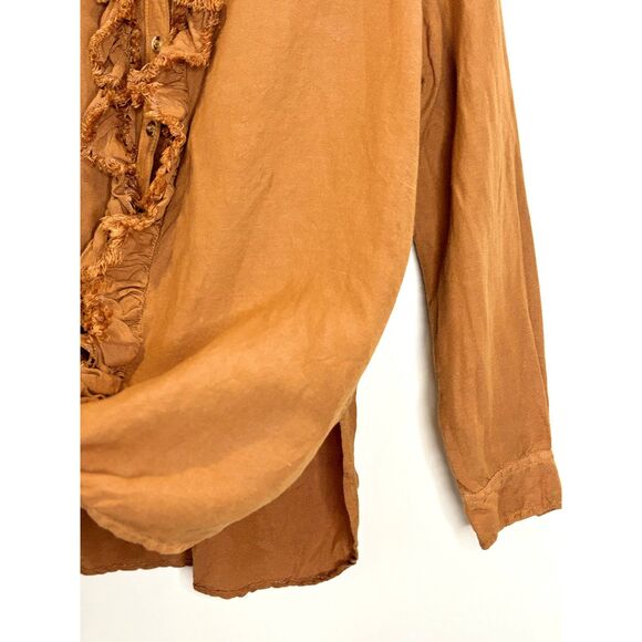 Pilcro Anthropologie Ruffles Linen Blend Shirt Size XS - Small - n76 - Picture 6 of 16